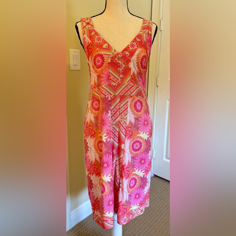 Ava Lynn Pink and Orange Halter Sundress for Casual Resort Wear